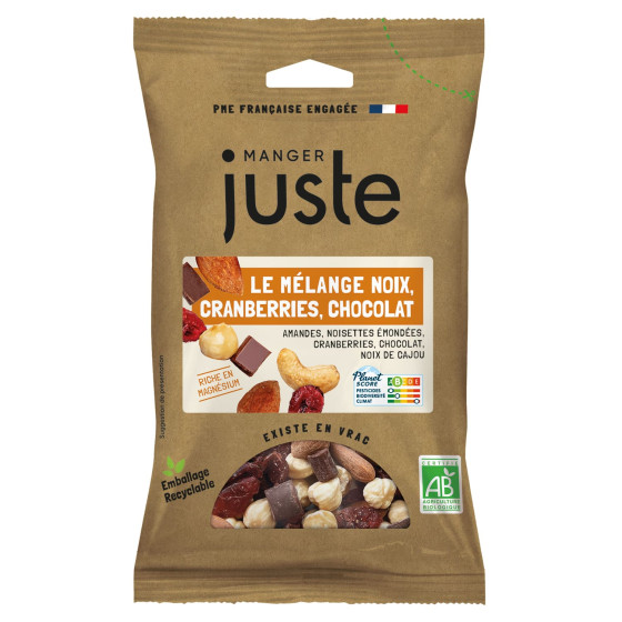MELANGE NOIX, CRANBERRIES, CHOCOLAT BIO