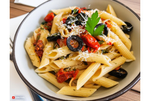 Pâtes aux tomates séchées et aux olives